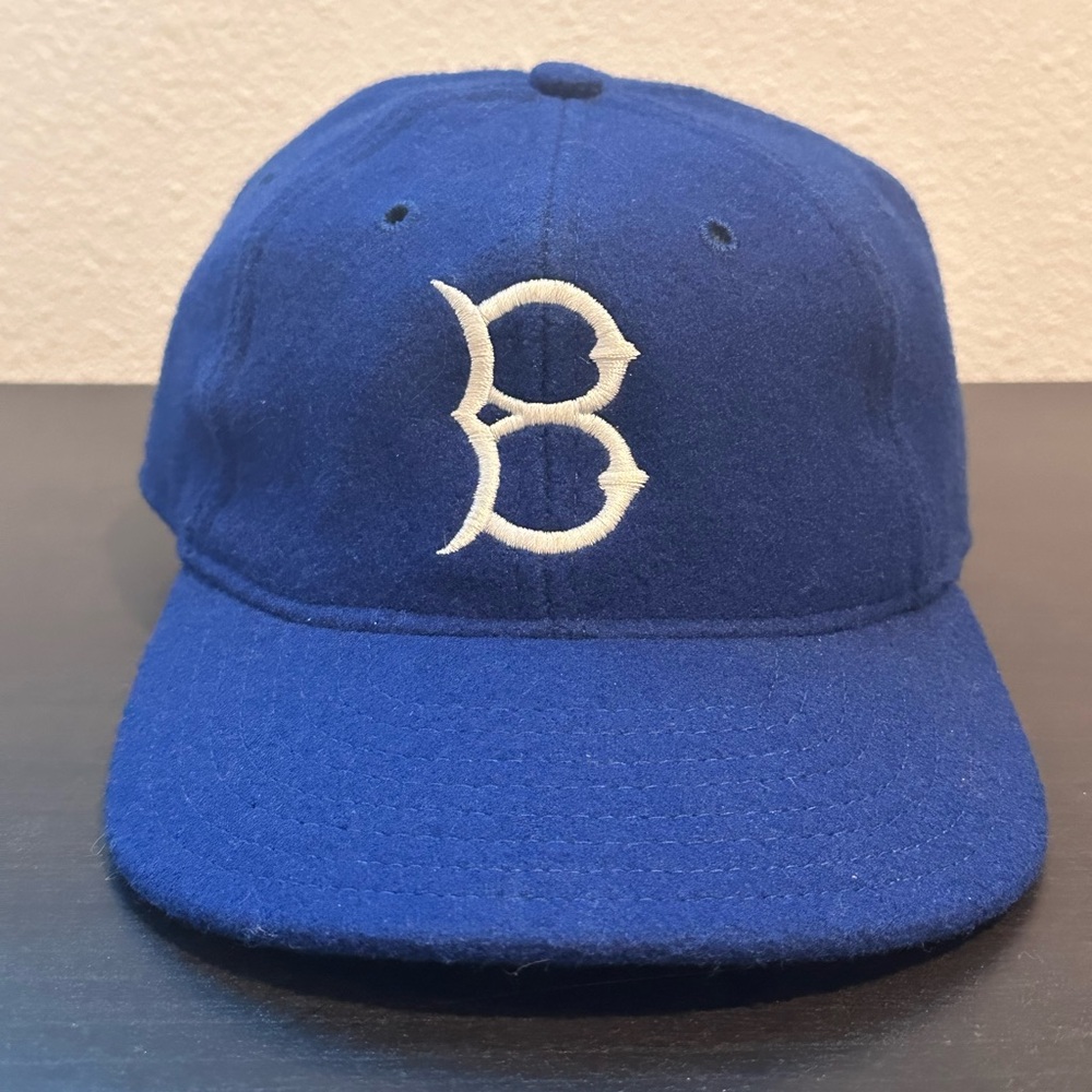 Brooklyn Dodgers Hat Fitted Mens 7 1/2 Blue Los Angeles Dodgers Vintage Cap Wool